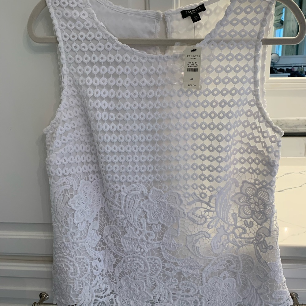 Talbots Ladies Lace Sleeveless Shirt 8 petite